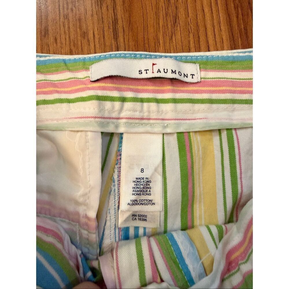 St Aumont Women's Striped Cotton Flat Front Golf Capri Pants Multicolor Size 8 - Picture 3 of 7